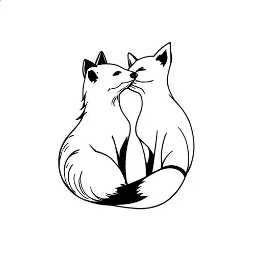 Ferret And Fox Kissing Each Other