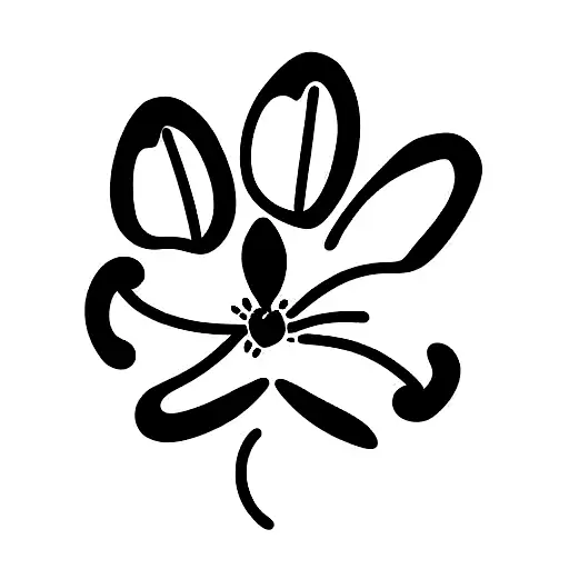 Line Work Dog Paw With Orchid Flower