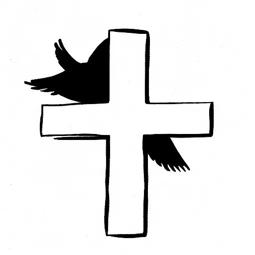 Christian Cross With Pigeon On