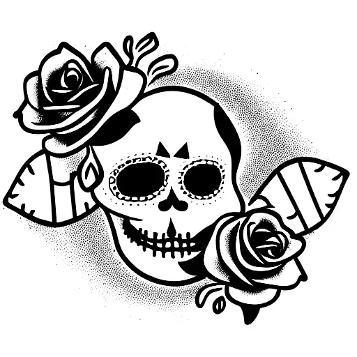 Dia De Los Muertos Skeleton Mariachi Band With Roses And Cacti