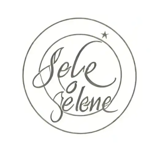 Selene Text Tattoo With A Moon