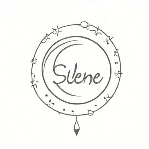 Selene Text With A Moon Surrounded