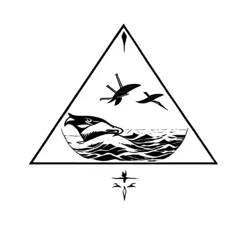 Triangle Shape With Ocean And Seahawk Inside
