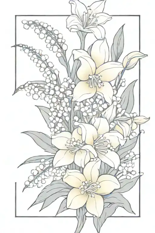 Flower Bouqet With Lily Of The Valley And Daffodils