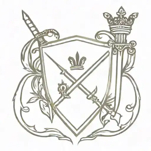 Family Crest Crown With Sword Coming Through