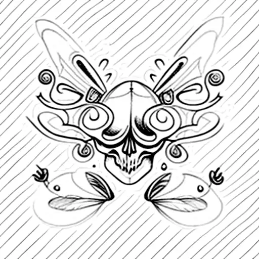 Old School Moth Tattoo With A Skull In Its Wings