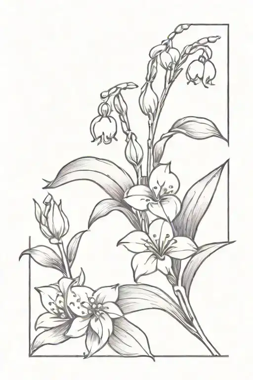 Violet Flower And Lily Of The Valley Delicate