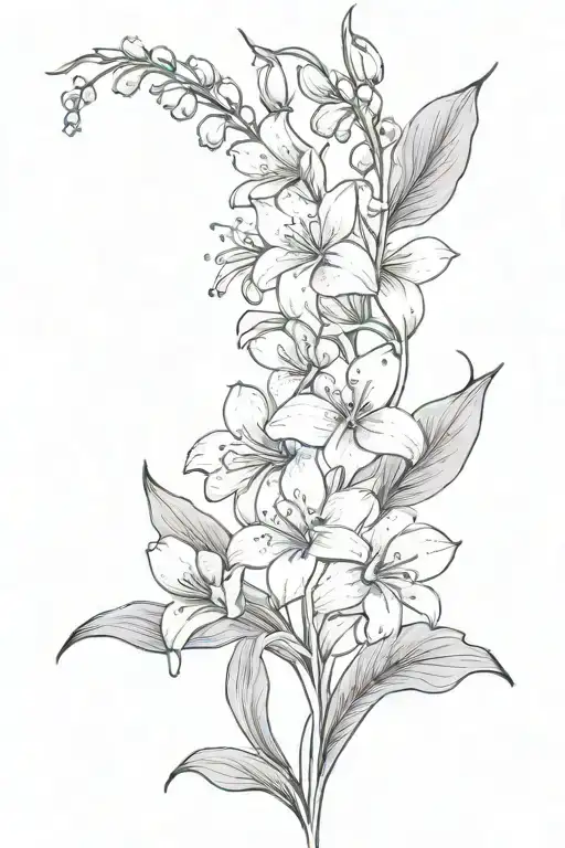 Violet Flower And Lily Of The Valley Delicate