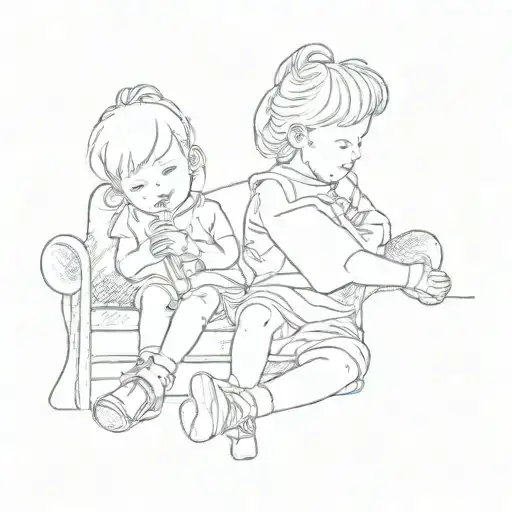 Two Little Girls Sitting In A Chair