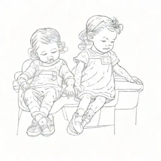 Two Little Girls Sitting In A Chair