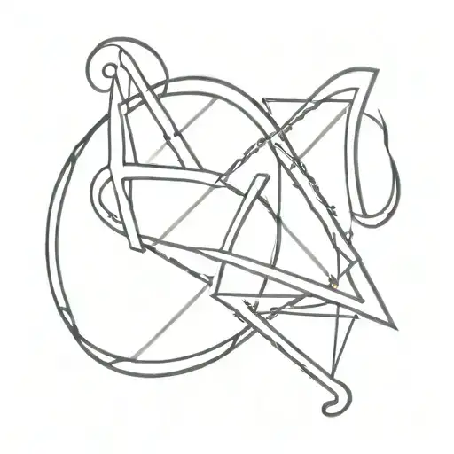 Aries And Sagittarius Intertwined Simple Lines