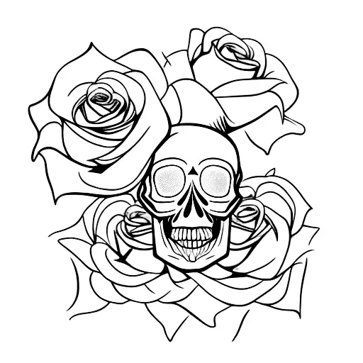 Skull Sitting On Top Of A Rose