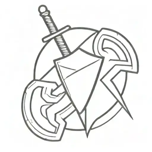 A Futuristic Sword And Shield Design With A Minimalist Style