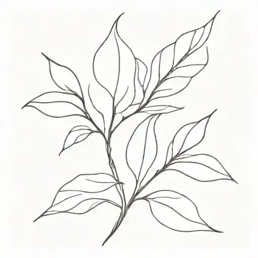 Single Line With Leafs Growing