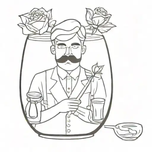 Male Doll With Rose And Mustaches Glass Of Rakia