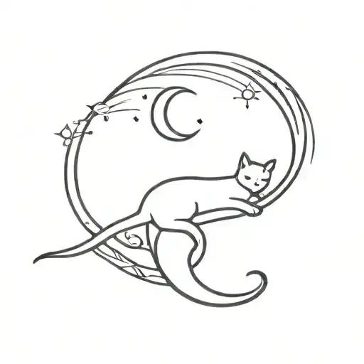 Crescent Moon And Cat