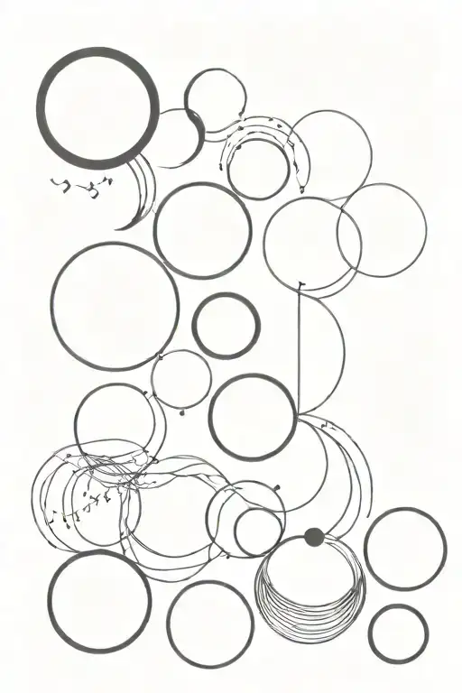 Moon Phases Vertically With Wispy Lines Connecting All Only Use Black