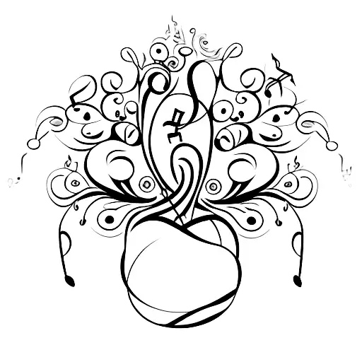 A Minimalist Tattoo Of Lily Of The Valley Flowers Forming A Music Note