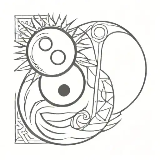 Sun And Yinyang Symbol Intertwined