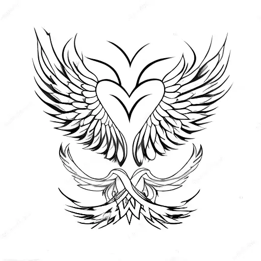 Blue And Red Phoenix Making A Love Heart With Their Wings