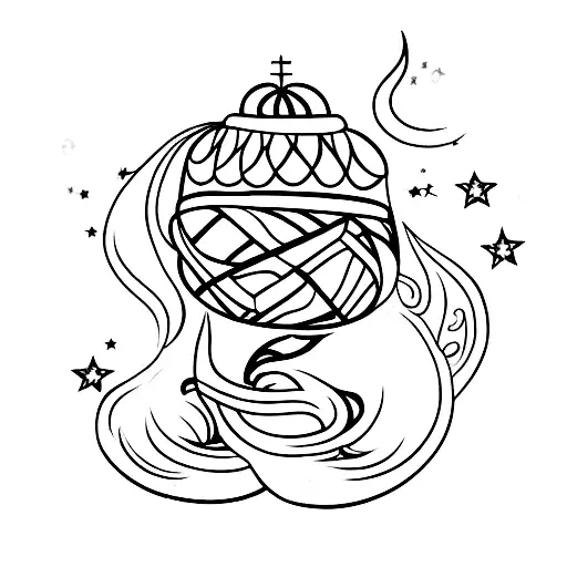 A Mystical Tattoo Of A Dragon Wrapped Around A Chinese Lantern With Stars Above