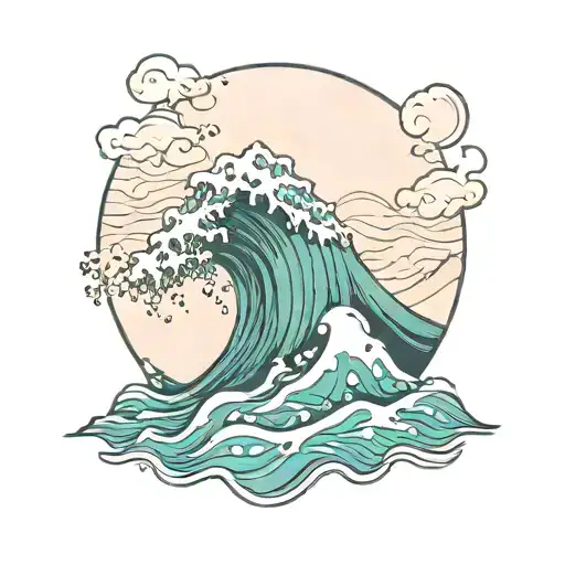 Mountain In The Back With An Wave Crashing