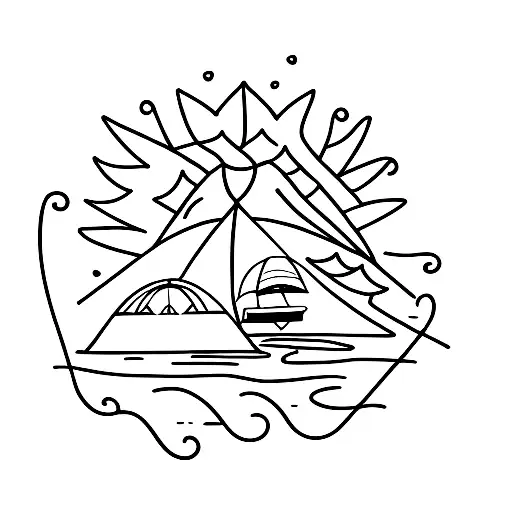 Small Tent On A Beach In Distance