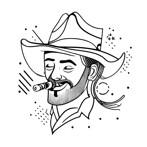 Guitar With Black Cowboy Hat