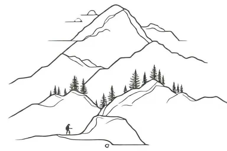 Mountain Landscape With Biker Riding