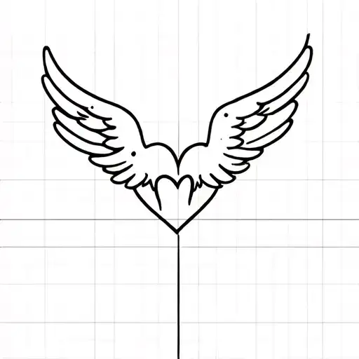 Heartbeat Line Angel Wings And Heart