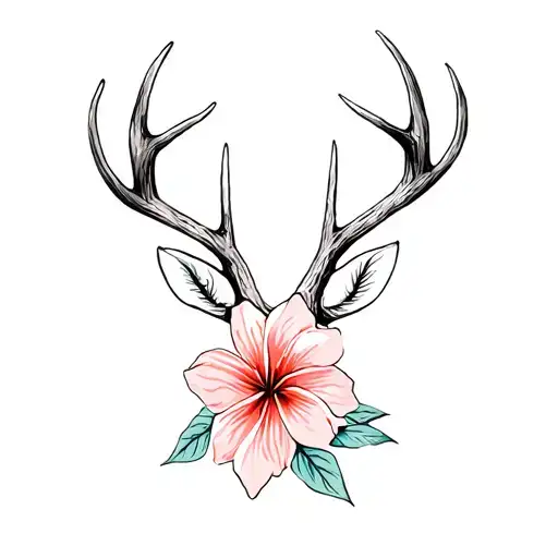 Deer Antlers And Hawaiian Flower