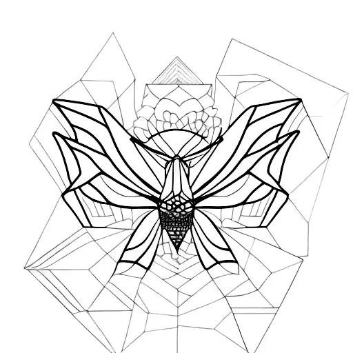 A Geometric Design Showcasing The Beauty Of Nature Through Flowers And Hummingbirds