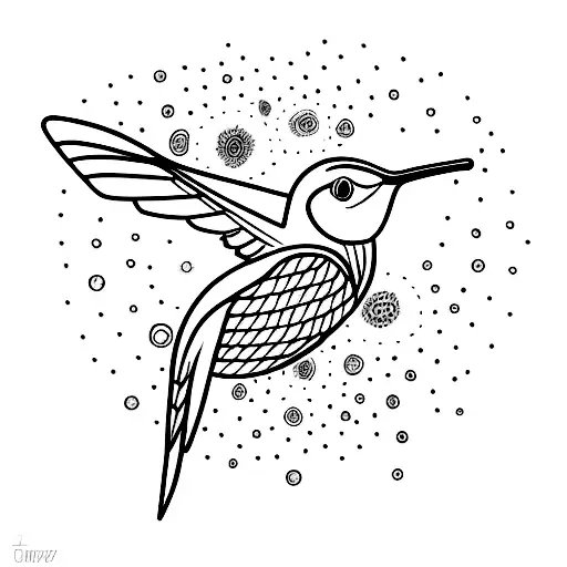 A Minimalist Design Featuring A Delicate Hummingbird Surrounded By Flowers