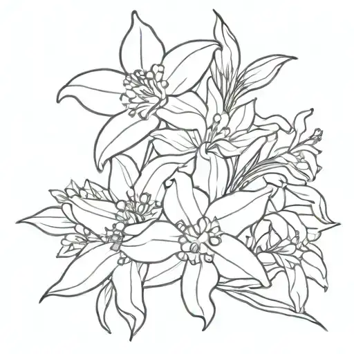 One Line Flower Tattoo With Lilly's And Daffodils