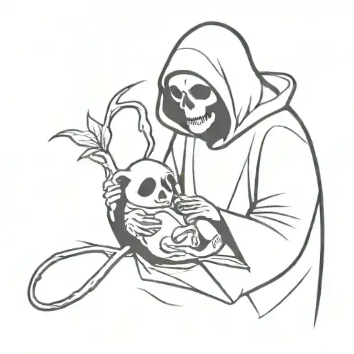Grim Reaper With Baby Panda