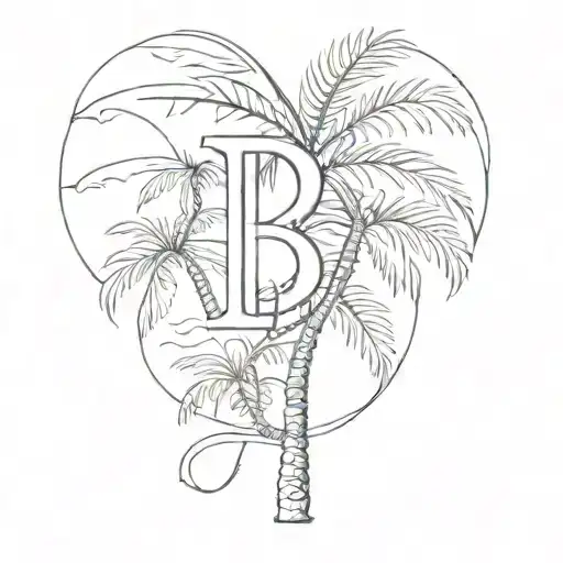 Palm Tree With The Letter B Letters