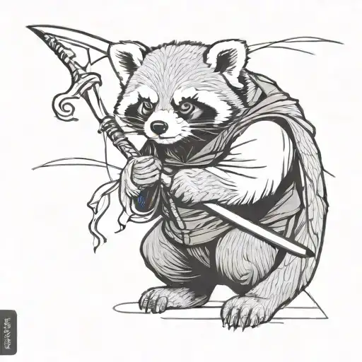 Red Panda Wearing A Black Cloak Holding A Scythe