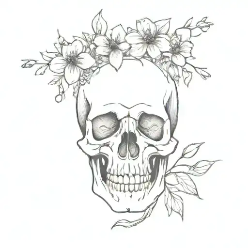 Skull With Wild Flowers Growing Out Of It