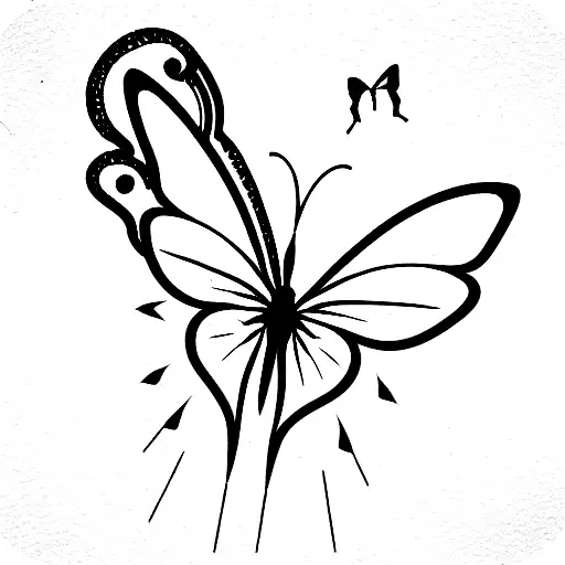 Fairy Butterfly Simple Line Art