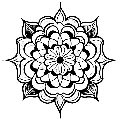 Flower And Mandala Fine Line Ornamental