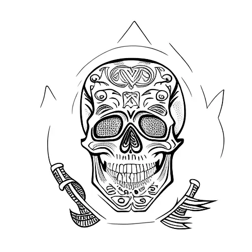 Skull With Names Daniel And Alexa