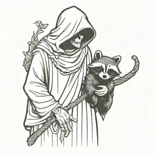 Grim Reaper Holding A Baby Raccoon
