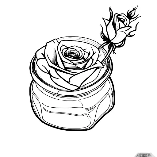 Jar Of Poison With Rose Inside With Papers