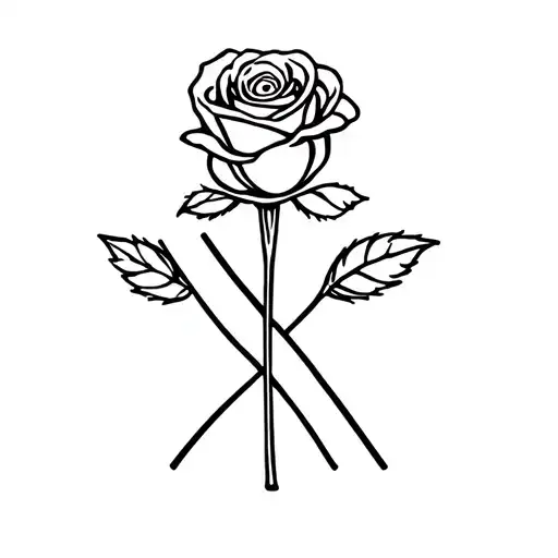 Rose With The Letter X Intertwined In The Stem