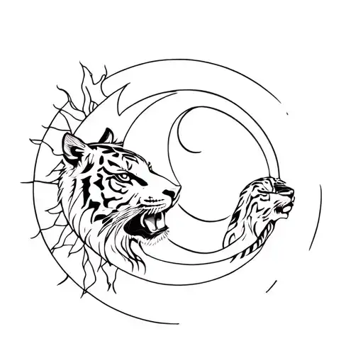 Sun And Tiger And Moon Surrounded