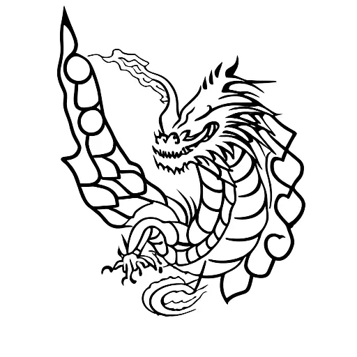 Dragon Hold A Scales In Teeth