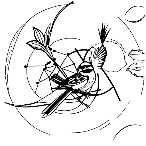 Sparrow With Broken Circle In The Background