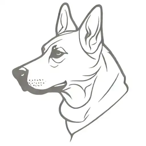 Silhouette Of A German Sheppard Dog In A Dynamic Pose With Head Turned