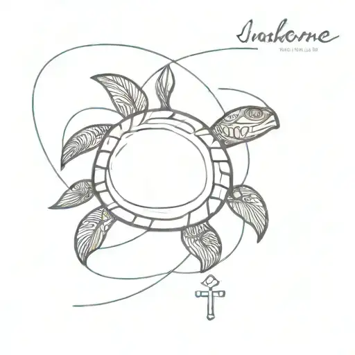 Unalome With Turtle Surrounded