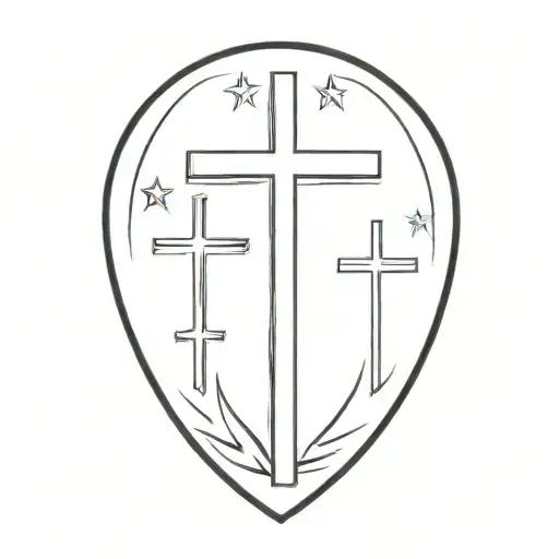 Vertical American Flag Morphing Into 3 Crosses From Calvary